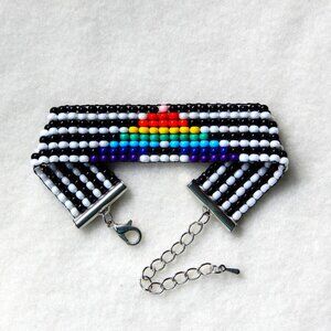 Straight Ally Pride bead bracelet, handmade, adjustable, 30% to charity